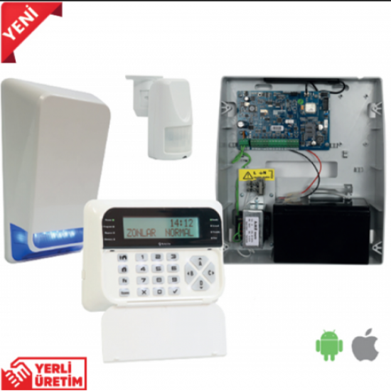 TEKNİM PARS TSP-5324LCDA GSM/GPRS ALARM SETİ. 1xTSP5324 4+4 Zon Panel, 1xTSK-5710 LCD Keypad, 1xTSS-5790B Siren, 1xATP-545 Pır, 1xATP105 Ayak, 1x12V Akü