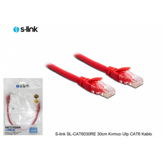 S-Link SL-CAT6030 CAT6 Patch 30CM Kablo (Kırmızı)