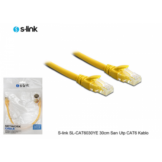 S-Link SL-CAT6030 CAT6 Patch 30CM Kablo (Sarı)