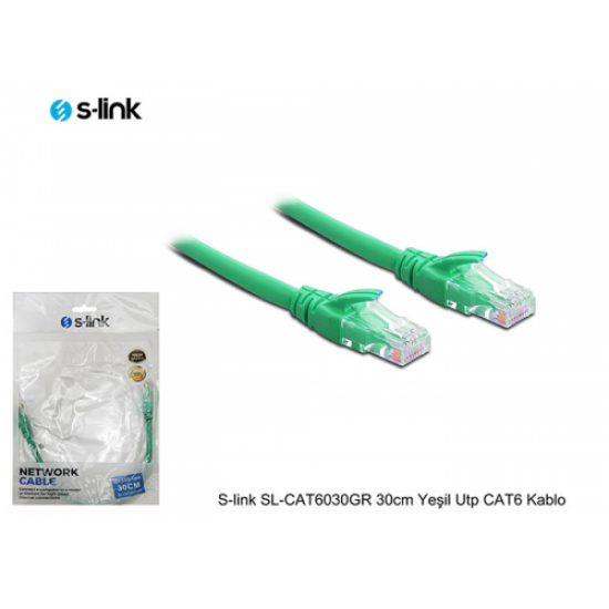 S-Link SL-CAT6030 CAT6 Patch 30CM Kablo (Yeşil)