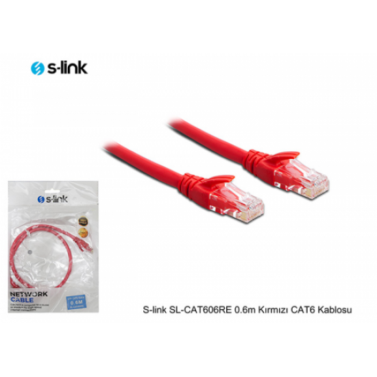 S-Link SL-CAT606 CAT6 Patch 60CM Kablo (Kırmızı)