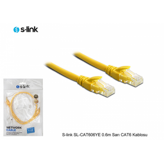 S-Link SL-CAT606 CAT6 Patch 60CM Kablo (Sarı)