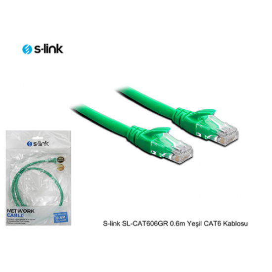 S-Link SL-CAT606 CAT6 Patch 60CM Kablo (Yeşil)