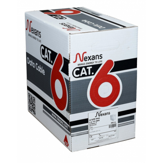 NEXANS CAT6, 305M, 23AWG (0,58mm), UTP, %100  Bakır, LSZH Halogen Free, Kablo (Turuncu)