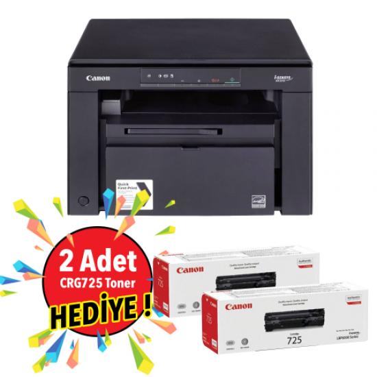 CANON i-SENSYS MF3010 Laser Yazıcı, Tarayıcı, Fotokopi +Orjinal 2 adet CRG725 Toner Hediye