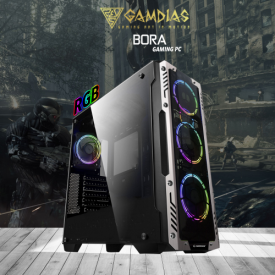 GAMDIAS BORA, AMD Ryzen 5 PRO 4650G, B450M, 16Gb Ram, 250Gb NVME SSD, 4Gb GDDR5 256Bit AMD Radeon R9370 Ekran Kartı, 600W Kasa, Free Dos GAMING PC