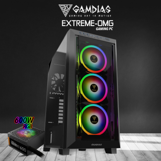 GAMDIAS EXTREME-OMG, i5-12400F, 16Gb DDR4 Ram, 500Gb NVMe SSD, 8Gb GDDR6 RTX3060TI Ekran Kartı, 750W Kasa, Free Dos GAMING PC