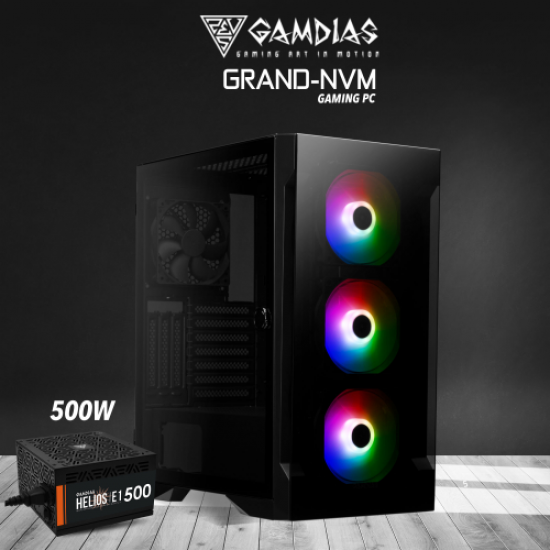 GAMDIAS GRAND-NVM, i5-11400F, 16Gb DDR4 Ram, 512Gb NVMe SSD, 4Gb GDDR5 RX550 Ekran Kartı, 500W Kasa, Free Dos GAMING PC