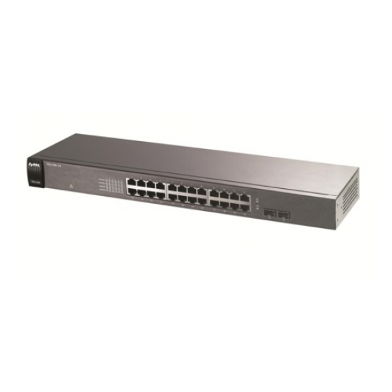 ZyXEL GS1100-24 V3, 24 Port GigaBit, 24 Port,+2Port GigaBit SFP, Yönetilemez, Rackmount Switch