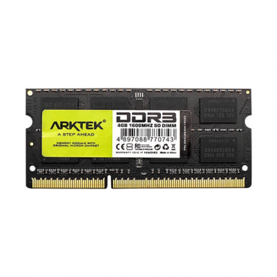 ARKTEK AKD3S4N1600, 4GB, DDR3, 1600Mhz, 16 Chip, 1,35V, CL11, Notebook, SODIMM RAM