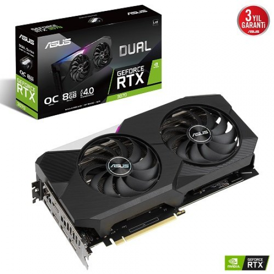 ASUS DUAL-RTX3070-O8G-V2, 8Gb, GDDR6, 256Bit, 2xHDMI, 3xDP GAMING Ekran Kartı