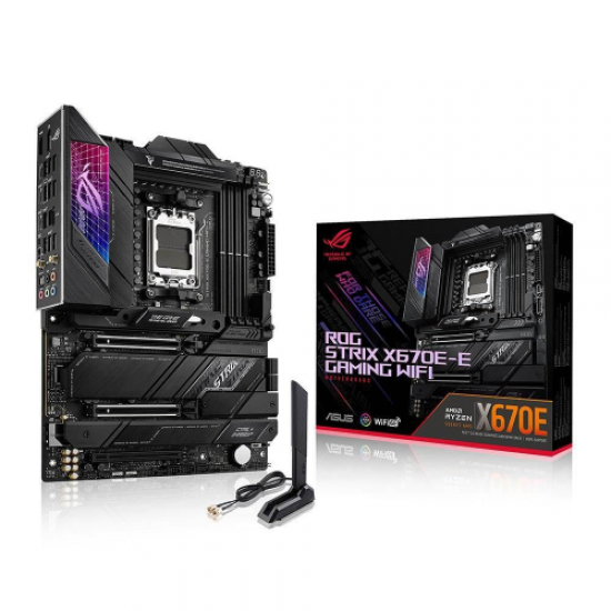 ASUS ROG STRIX X670E-E GAMING WIFI, 4xDDR5, 4xM.2, HDMI, DP, 3xType-C, Wi-Fi 6E, Bluetooth v5.2, AMD Ryzen 7000 Serisi, AM5 Soket Anakart