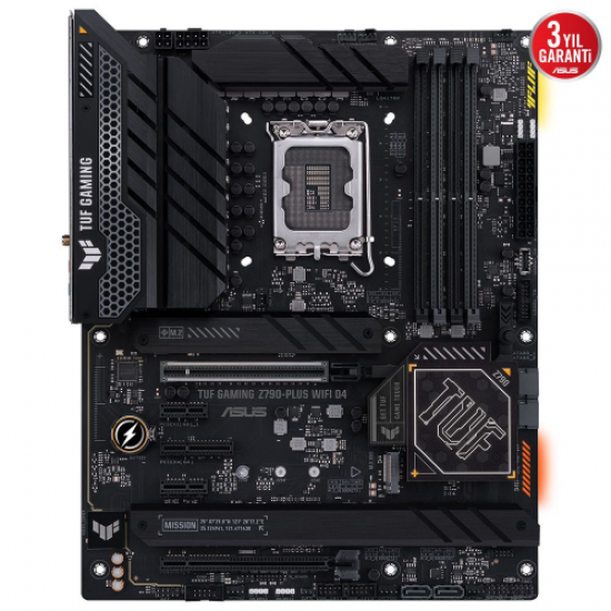 ASUS TUF GAMING Z790-PLUS WIFI D4, 4xDDR4, 4x M.2, HDMI, DP, 2xType-C, Wi-Fi 6, Bluetooth 5.2, 12-13.Nesil, LGA1700 Soket, ARGB Gaming Anakart