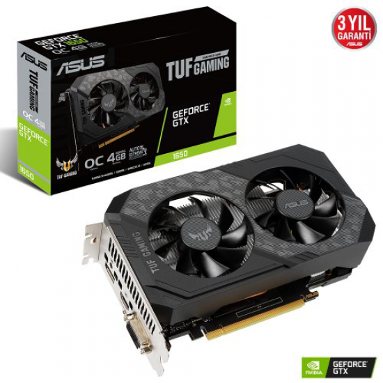 ASUS TUF-GTX1650-O4GD6-GAMING, 4Gb, GDDR6, 128Bit 1xDVI, 1xHDMI, 1xDP GAMING Ekran Kartı