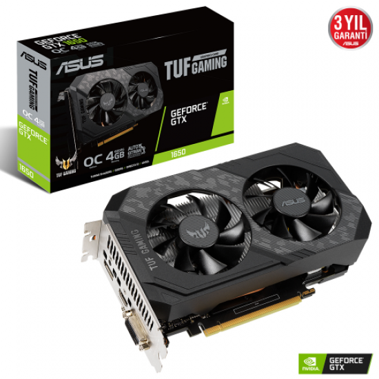 ASUS TUF-GTX1650-O4GD6-P-GAMING, 4Gb, GDDR6, 128Bit, DVI, 1xHDMI, 1xDP GAMING Ekran Kartı