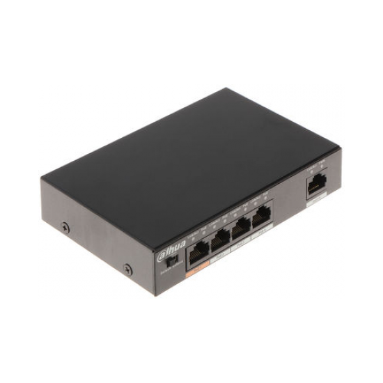 DAHUA PFS3005-4ET-60-V2, 5 Port, MegaBit, 4 Port PoE, 60W, Yönetilemez, Masaüstü Switch