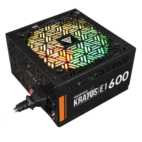 GAMDIAS KRATOS E1-600, 600W, RGB, GAMING PSU (BOX)