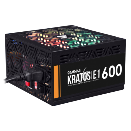 GAMDIAS KRATOS E1-600, 600W, RGB, GAMING PSU (BOX)