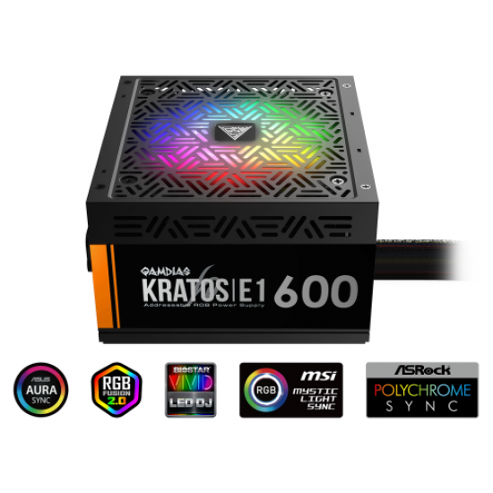 GAMDIAS KRATOS E1-600, 600W, RGB, GAMING PSU (BOX)