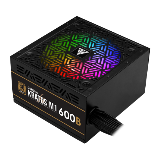 GAMDIAS KRATOS M1-600B, 600W, 80+ Bronze, Aktif PFC, RGB, GAMING PSU (BOX)