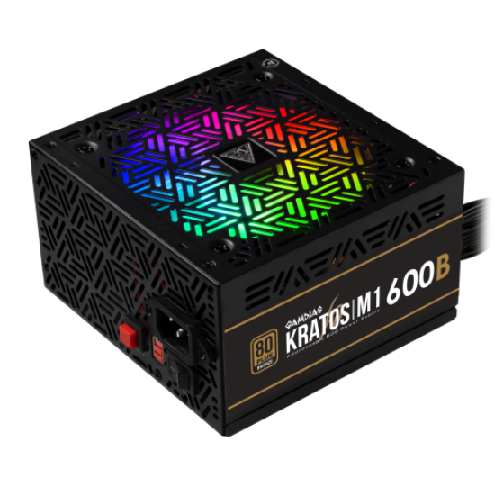 GAMDIAS KRATOS M1-600B, 600W, 80+ Bronze, Aktif PFC, RGB, GAMING PSU (BOX)