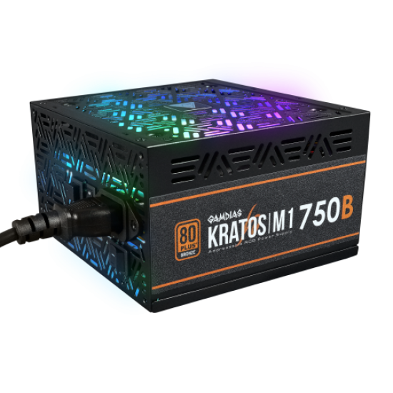 GAMDIAS KRATOS M1-750B, 750W, 80+ Bronze,  Aktif PFC, RGB, GAMING PSU (BOX)