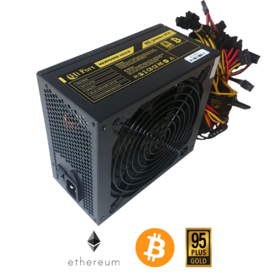 HIPORT MAXPOWER MX2000W, BITCOIN MINING PSU, 1x 20+4Pin, 3x ide, 6x Sata, 16x 6+2Pin. (KUTULU)