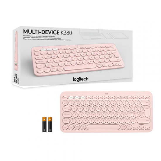 LOGITECH K380, 920-010067, Rose, Bluetooth, Türkçe Q, Multimedya, Mini Klavye