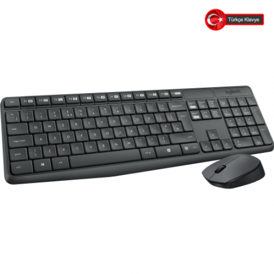 LOGITECH MK235, 920-007925, Kablosuz, Türkçe Q, Klavye Mouse Ser