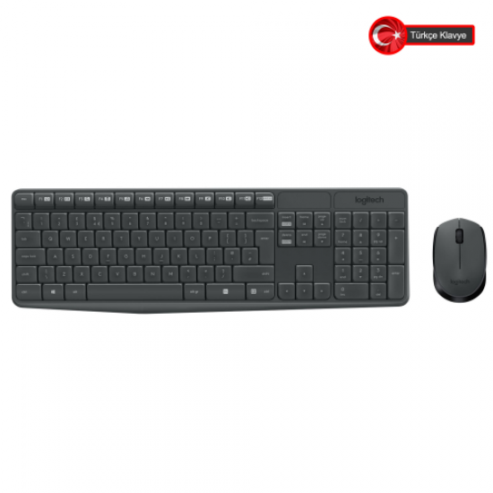 LOGITECH MK235, 920-007925, Kablosuz, Türkçe Q, Klavye Mouse Ser