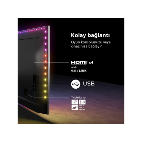 PHILIPS 58PUS8507 58 146cm, 4K Ultra HD Android, Dahili Uydu Alıcı, Ambilight, Smart, Wifi, Led Televizyon