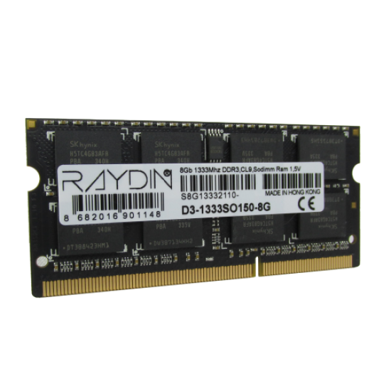 RAYDIN D3-1333SO150-8G 8GB, DDR3, 1333Mhz, 1,5V, CL9, Notebook SODIMM RAM