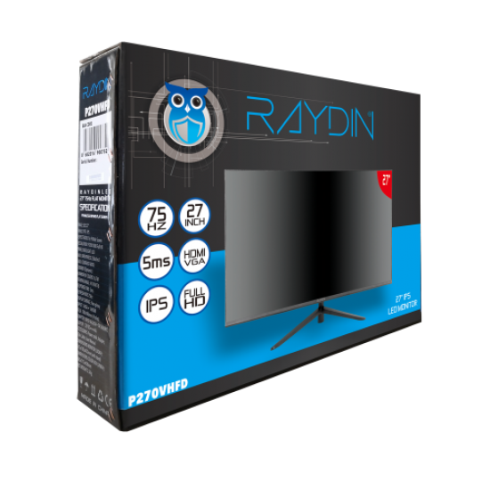 RAYDIN P270VHFD 27 5ms, 75Hz, Full HD, D-Sub, HDMI, Frameless, IPS LED Monitör