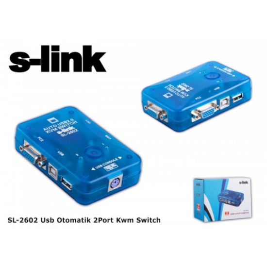 S-LINK SL-2602 AUTO KVM SWITCH 2PC / 1 USER USB