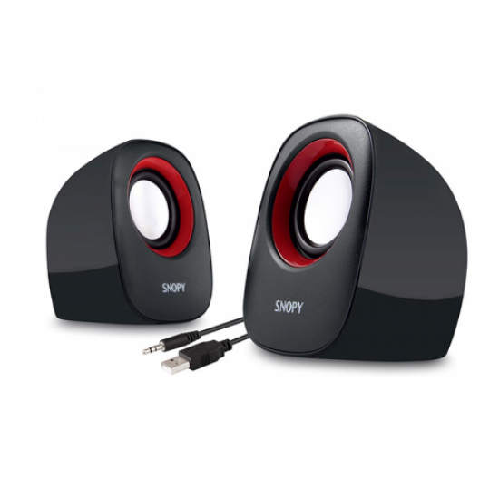 SNOPY SN-120, 6W, 1+1 Masaüstü, USB Speaker, (Siyah-Kırmızı)