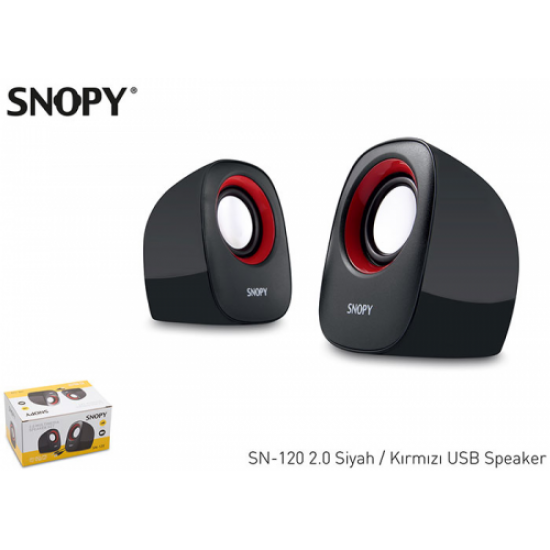 SNOPY SN-120, 6W, 1+1 Masaüstü, USB Speaker, (Siyah-Kırmızı)