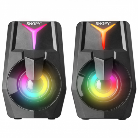 SNOPY SN-X22 STYLE, 3W, 1+1 Masaüstü, USB Speaker, RGB Işıklı (Siyah)