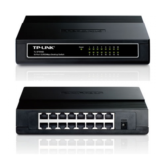 TP-LINK TL-SF1016D, 16 Port, MegaBit, Yönetilemez, Masaüstü Switch