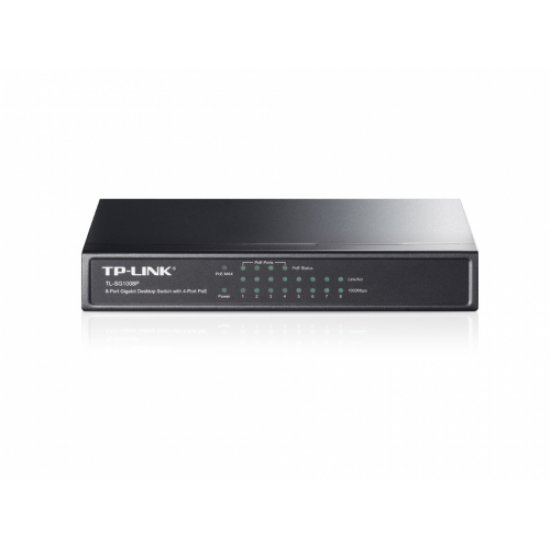 TP-LINK TL-SG1008P, 8 Port, GigaBit, Metal Kasa, 4 Port PoE, 55W, Yönetilemez, Masaüstü Switch