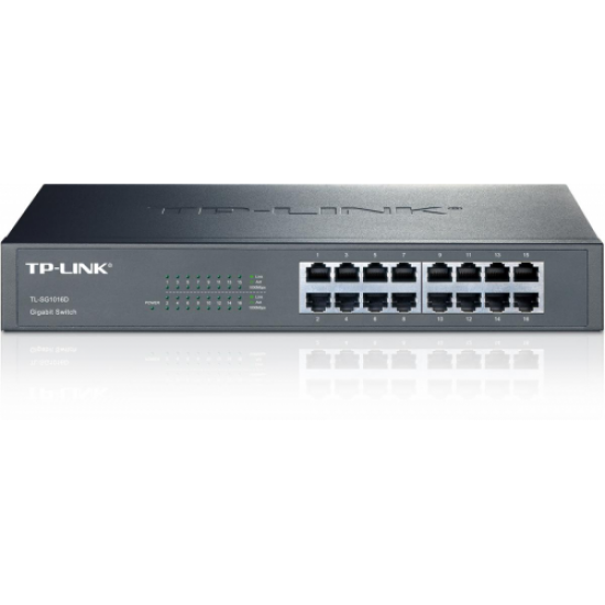 TP-LINK TL-SG1016D, 16 Port, GigaBit, Metal Kasa, Yönetilemez, Rackmount Switch