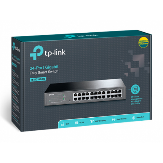 TP-LINK TL-SG1024DE, 24 Port, GigaBit, Metal Kasa, Easy Smart, Yönetilebilir, Rackmount Switch