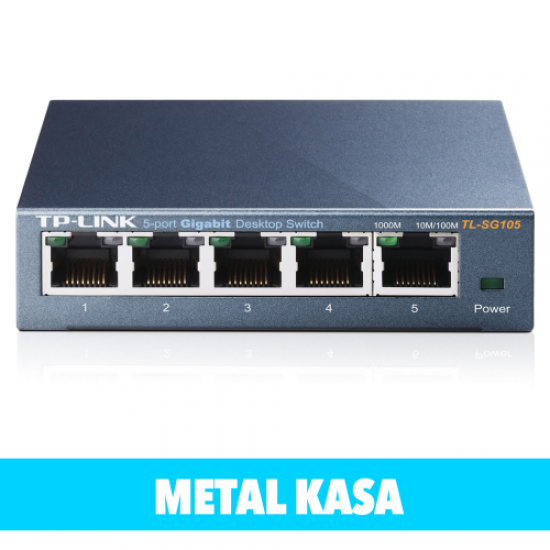 TP-LINK TL-SG105, 5 Port, GigaBit, Metal Kasa, Yönetilemez, Masaüstü Switch