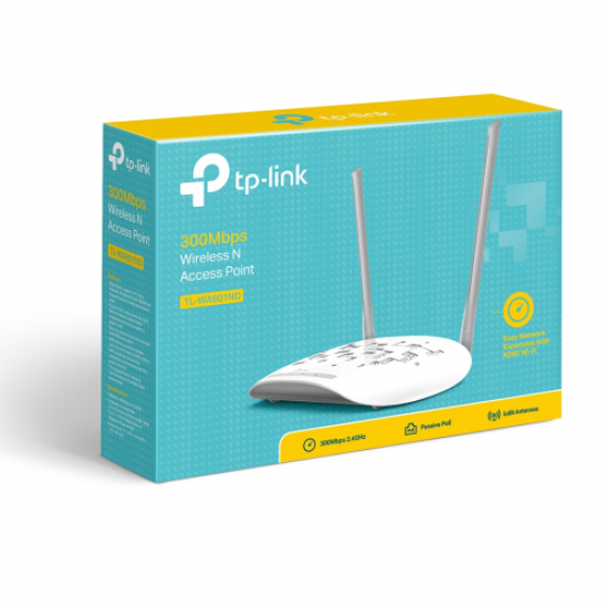 TP-LINK TL-WA801N, 1Port, 300Mbps, 2,4Ghz Wifi, Masaüstü, Pasif Poe, Access Point, Range Extender