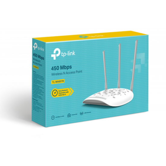 TP-LINK TL-WA901N, 1Port, 450Mbps, 2.4Ghz Wifi, Masaüstü, Pasif Poe, Access Point, Range Extender