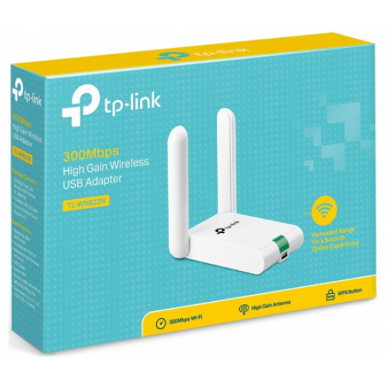 TP-LINK TL-WN822N, 300Mbps, 2.4Ghz, 2x3dBi Anten, USB2.0, WIRELESS ETHERNET