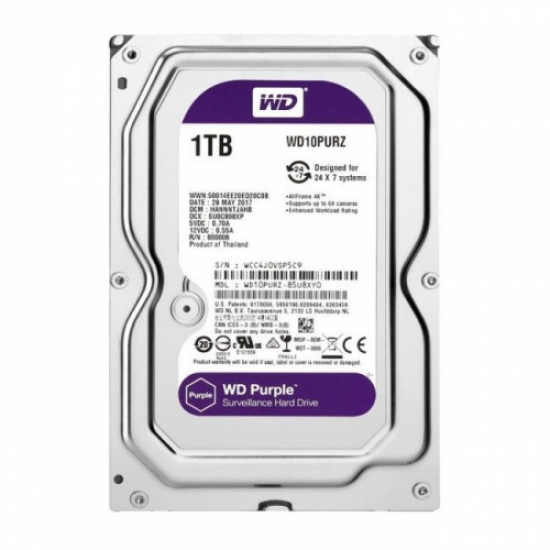 WD PURPLE, WD10PURZ, 3.5 1TB, 64Mb, 5400 Rpm, 7/24 Güvenlik, HDD