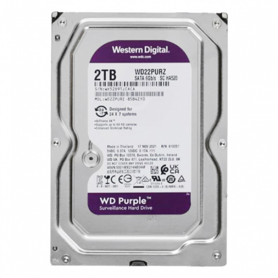 WD PURPLE, WD22PURZ,  3.5, 2TB, 256Mb, 5400 Rpm, 7/24 Güvenlik, HDD