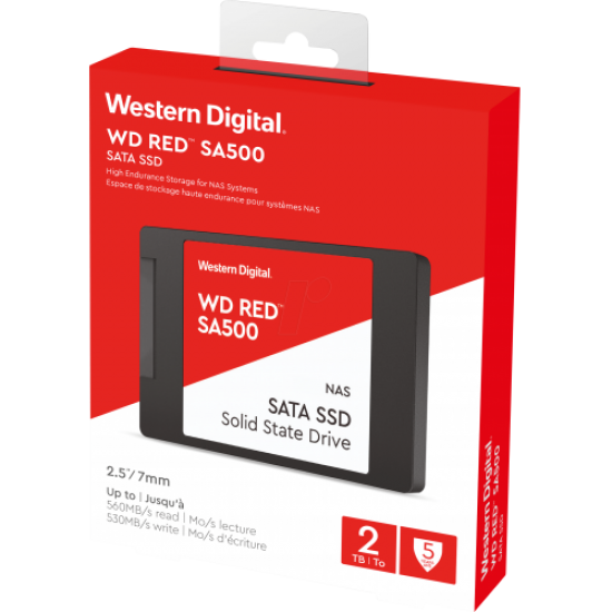 WD Red SA500, WDS200T1R0A, 2TB, 560/530, SERVER ve NAS için Enterprise, 2,5 SATA, SSD