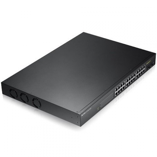 ZyXEL GS1900-24HP V2, 24 Port, GigaBit, 24 Port PoE, 170W, +2Port GigaBit SFP, Yönetilebilir, Rackmount Switch